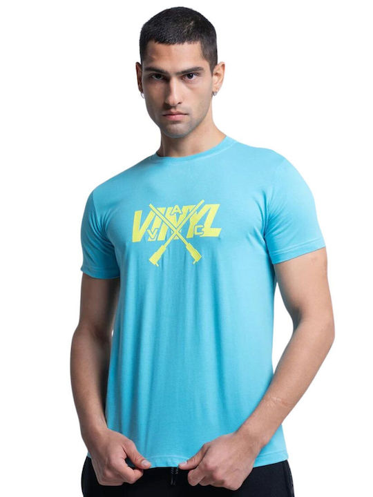 Vinyl Art Clothing Tricou pentru bărbați cu mâneci scurte Albastru deschis