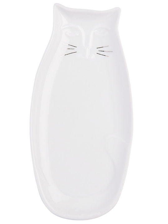 Raeder Wonderland Cat Διακοσμητική Πιατέλα Πορσελάνης Λευκή 5x10εκ.