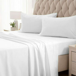 Beauty Home Σεντόνι Ξενοδοχείου Λευκό King Size 260x275 Βαμβάκι & Πολυεστέρας