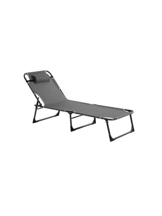 Șezlong Metalic Neka cu Material Textilene Gri 172x55x27cm