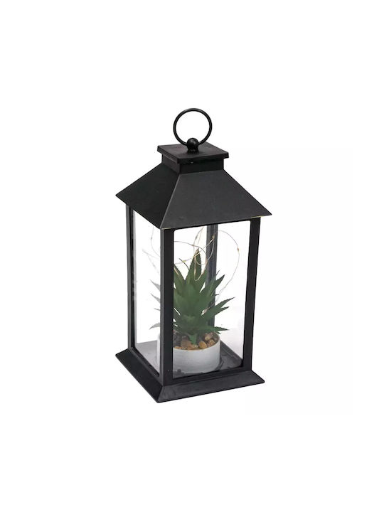 Φανάρι Διακοσμητικό Κρεμαστό Μαύρο με Aloe & LED 14x14x22cm