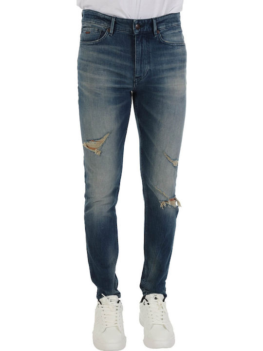 Pantaloni De Blugi Pentru Bărbați Slim Tapered Fit Albastru