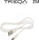 Treqa Regular USB 2.0 Cablu USB-C bărbătesc - USB-A Alb 2m (CA-2013)