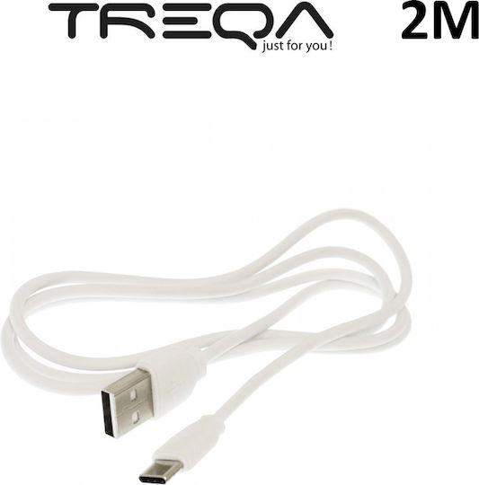 Treqa Regular USB 2.0 Cablu USB-C bărbătesc - USB-A Alb 2m (CA-2013)