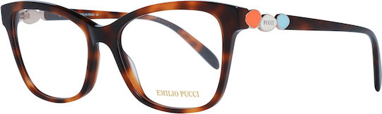 Emilio Pucci Plastic Eyeglass Frame Cat Eye Brown EP5150 052