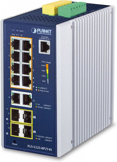 Planet IGS-5225-8P2T4S Managed L2 PoE+ Switch with 10 Gigabit (1Gbps) Ethernet Ports and 4 SFP Ports