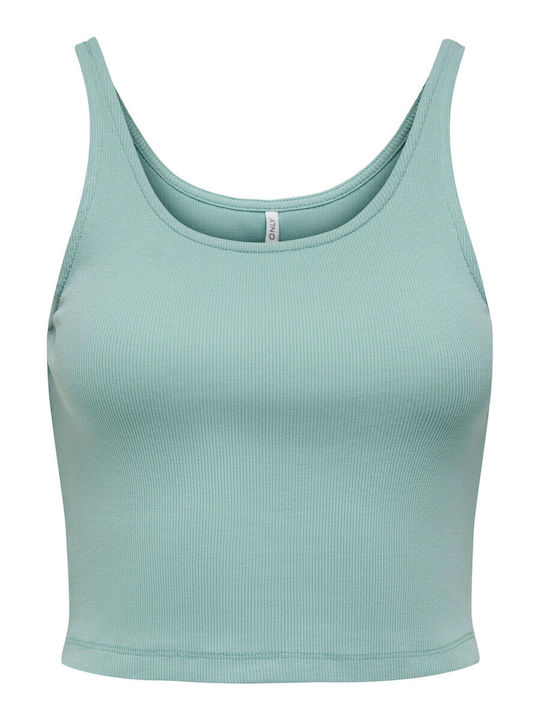 Only Damen Sommer Crop Top Baumwolle Ärmellos Hellblau