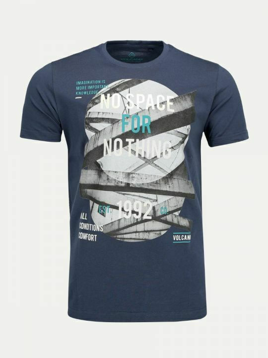Volcano T-NOTHING Herren T-Shirt bedruckt - Blau