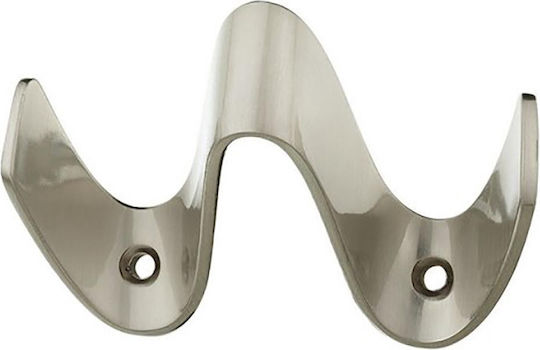 Viobrass Wall Hanger Metal 2 Hooks Silver 9.8x5.2x6.3cm