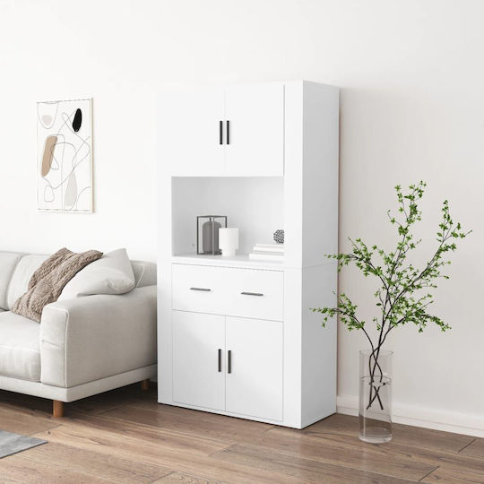 Wooden Office Cabinet White 80x33x70cm