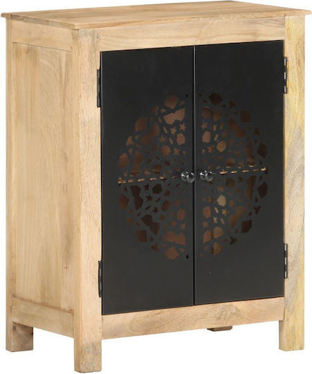 Bufet din Lemn Masiv & Metal Bej 60x35x75cm Bufet din Lemn Masiv & Metal Bej 60x35x75cm