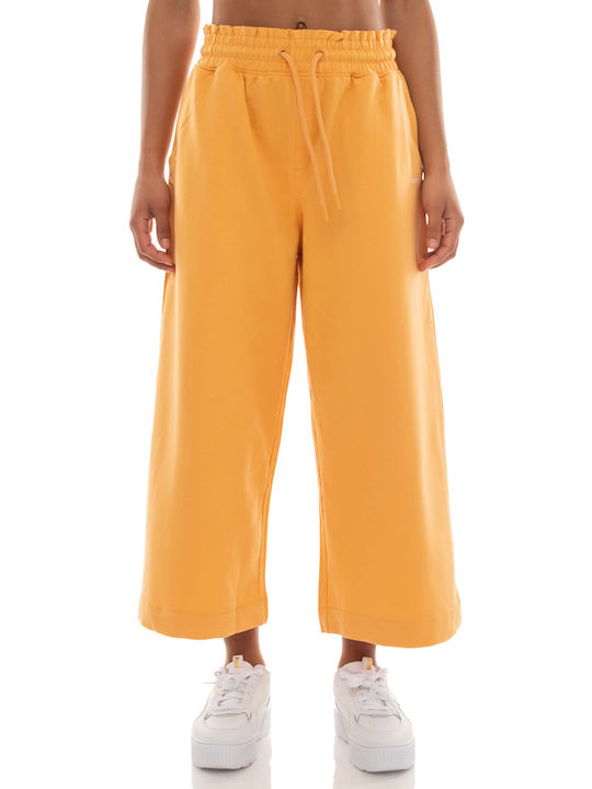 Women's Fabric Trousers in Wide Line Orange