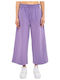 Be:Nation Women's Cotton Trousers in Wide Line Purple