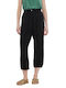 Namaste Women's High-waisted Linen Trousers with Elastic Black