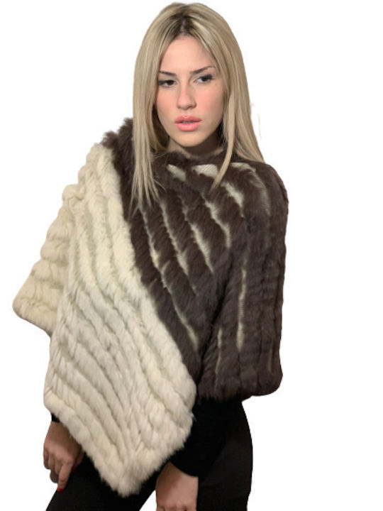 Fur poncho white with brown