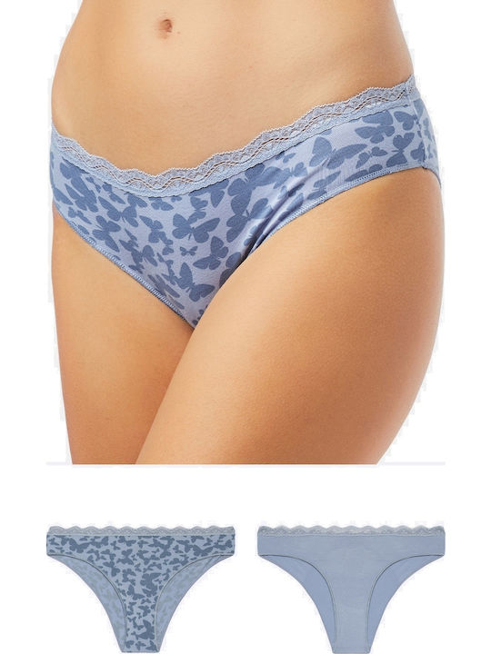 Minerva Femei Slip 2Pack cu Dantelă Albastru de...