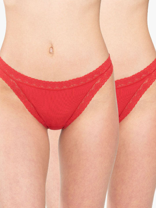 Γυναικεία Slip 2Pack με Δαντέλα Κόκκινα