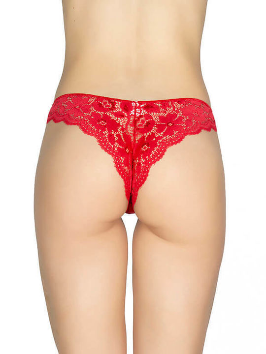 Damen Brasilien Nahtlos mit Spitze Rot