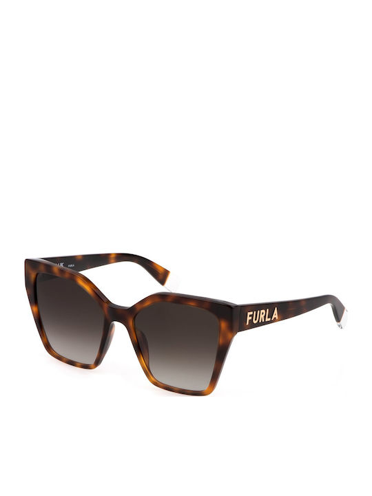 Furla Women's Sunglasses with Brown Tartaruga Plastic Frame and Brown Gradient Lens SFU686 0752