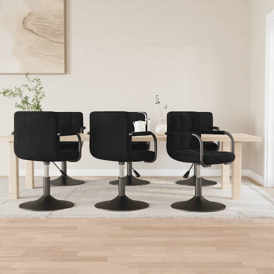 Scaune Bar cu Spătar & Înălțime Reglabilă Negru 6buc 48x47x71-85.5buc