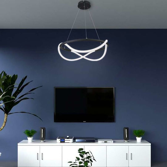 Atman Paris Κρεμαστό Φωτιστικό Μαύρο LED με Φυσικό Λευκό Φως 60εκ.