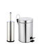 Vesta Inox Toilet Brush and Basket Set 7lt Silver