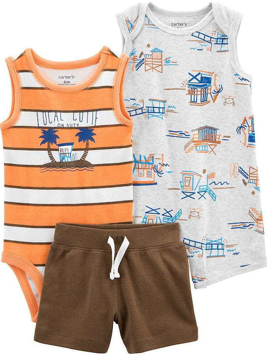 Carter's Baby Bodysuit Set Sleeveless with Shorts Multicolour 3pcs
