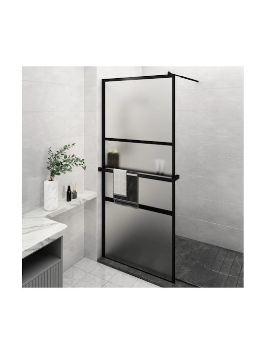 vidaXL Fixed Side for Shower 100x195cm Fabric Black