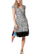 MARYLAND Black and white leopard short sleeve dress 16500 swing