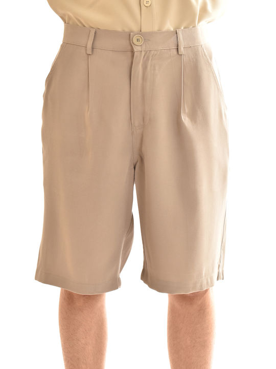 Indeed Pleated Baggy Shorts-Beige Μπεζ (20.0423.532-007)