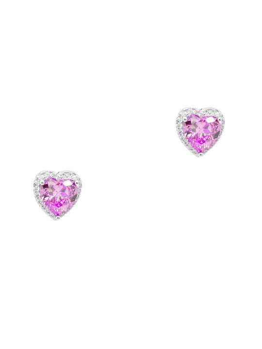 Silver earrings hearts 925 with cubic zirconia