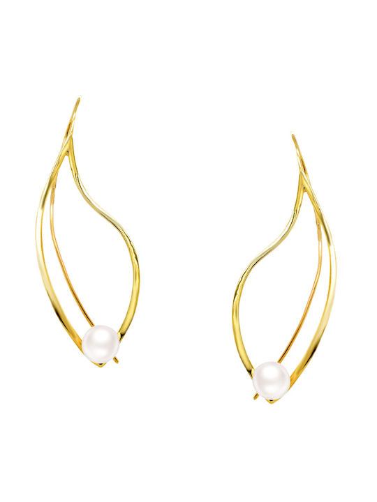 14K Gold pendant earrings with pearls