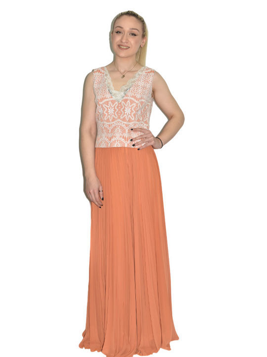 Chic Fashion Maxi Faltenrock Damenrock in Orange 1747 Orange