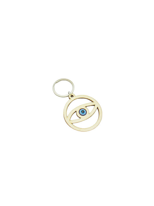 Wooden keychain eye with bead (011600307)