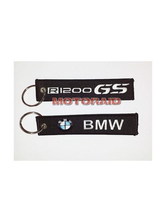 Keyring with BMW R 1200 GS logo black - white - blue