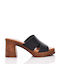 Eva Frutos Anatomic Platform Leather Women's Sandals 3601 Black with Chunky High Heel