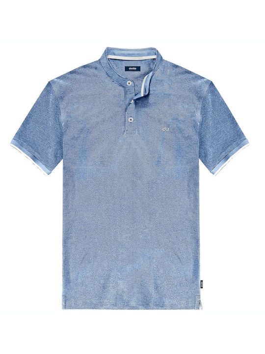 Double Herren Shirt Kurzarm Schaltflächen Blau