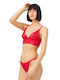 CottonHill Δαντελένιο Σετ Εσωρούχων Bralette με Slip Κόκκινο