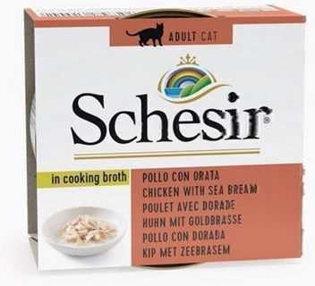 Schesir Nature for Cat Wet Food for Adult Cats in Cans with Chicken and Sea Bream Gluten-Free 70gr