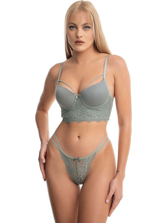 Koza Δαντελένιο Σετ Εσωρούχων Σουτιέν με Slip Mint