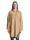 Staff Messina Women's Linen Monochrome Long Sleeve Shirt Brown