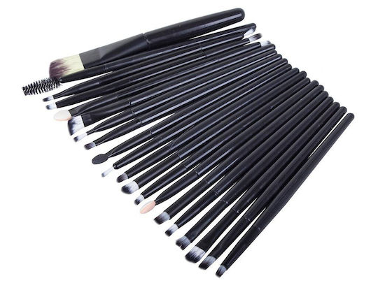 Professional Set with Makeup Brushes from Synthetic Bristle Black 20 Pieces