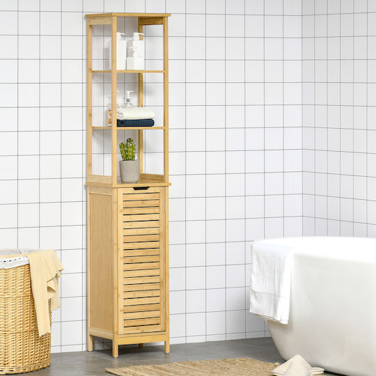 Kleankin Dulap Coloană Pentru Baie Pardoseală M34xB30xY173cm Bej