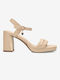 Mexx Synthetic Leather Women's Sandals Nude with Chunky High Heel