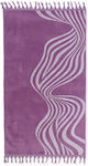 Nef-Nef Abstract Beach Towel with Fringes Purple 160x80cm