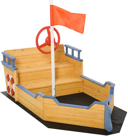Outsunny Cutie de nisip Pirate Ship 158x78x45.5cm. Maro