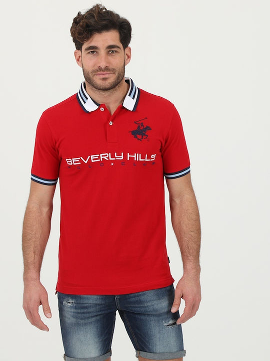 Beverly Hills Polo Club Ανδρικό T-shirt Polo Κόκκινο