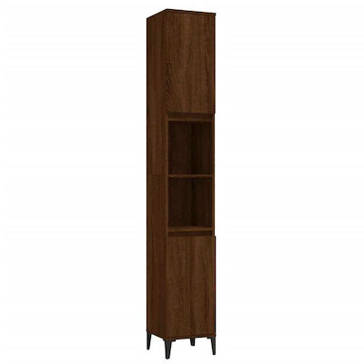 vidaXL Wall Hung Cabinet Bathroom Column Cabinet L30xD30xH190cm Oak