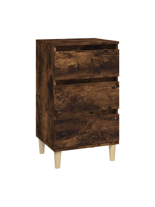 Wooden Bedside Table Καπνιστή Δρυς 40x35x70cm