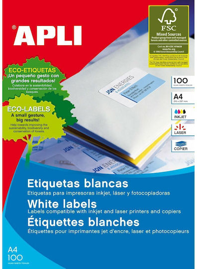 Apli Apli Self-Adhesive A4 Labels Rectangular 99.1x38.1mm